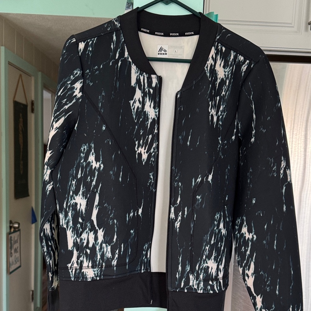 RBX Black and White Patterned Athletic Jacket